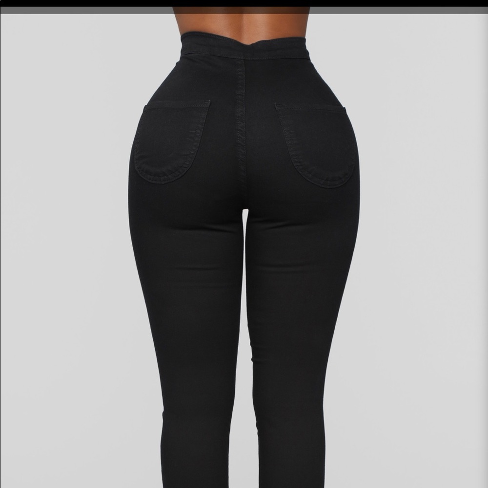 Super High Waist Denim Skinnies - Black